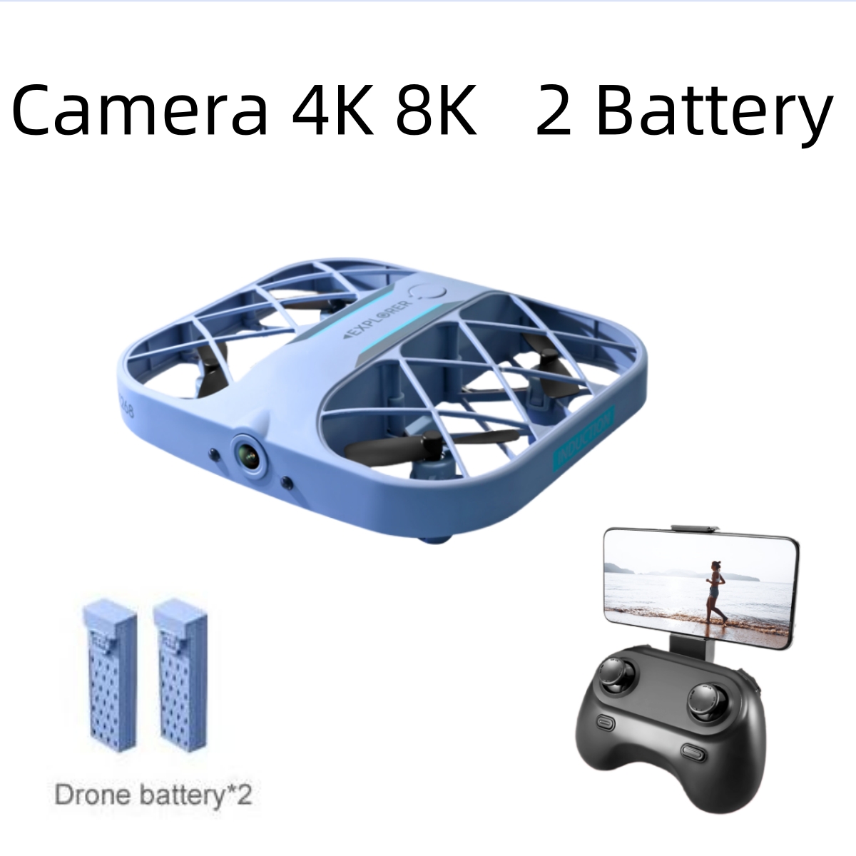 Drone Camera Hd - JJRC H107 FPV RCドローン（バッテリー2個付き）、8K/4Kカメラ搭載クアッドコプター、リモコン付きドローン、クリスマスプレゼントに最適
