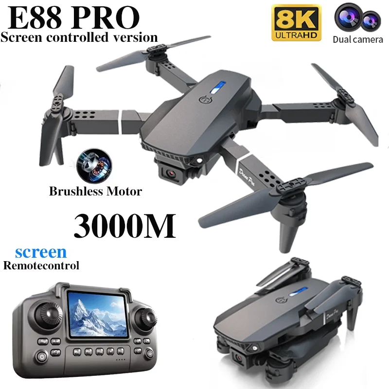 プロフェッショナルE88 PROドローン、スクリーン付き8K - Drone Camera Hd のレビューと価格