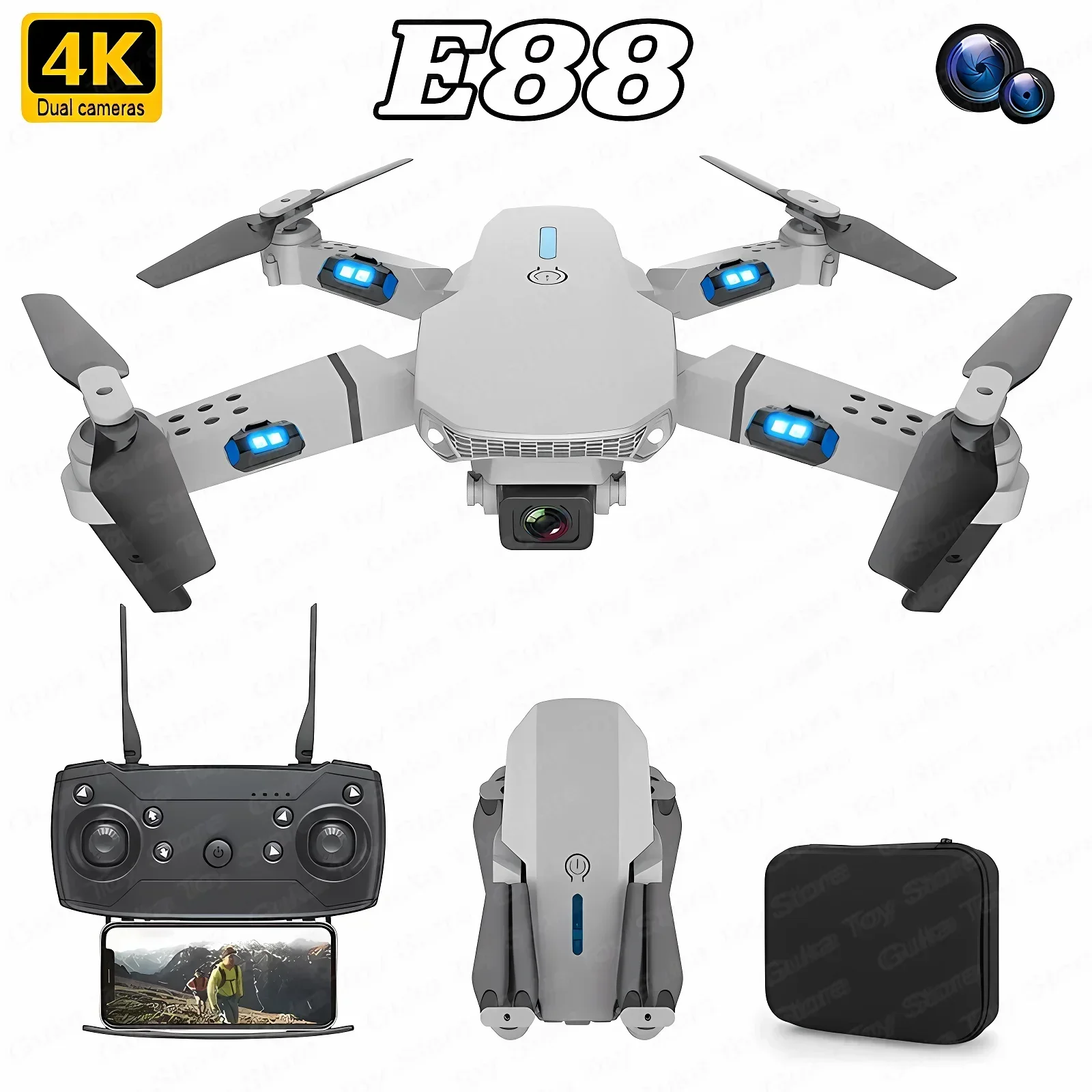 折りたたみ式クワッドコプター,e88プロ広角fpv,wifi - Drone Camera Hd のレビューと価格