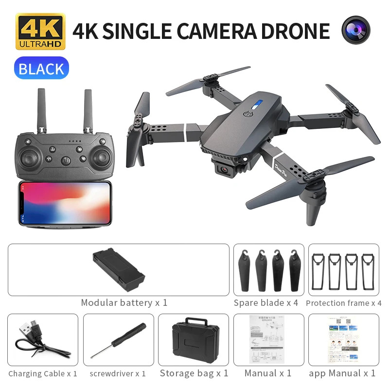 E88 Proインテリジェント折りたたみドローンは、シングル - Drone Camera Mount のレビューと価格